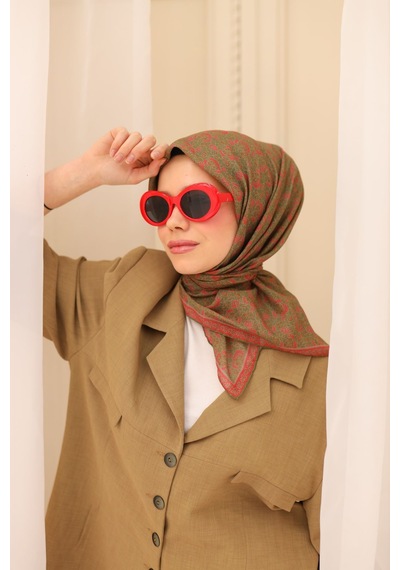 Silk Home Soft Eşarp 73077-24 Mercan, Yeşil, Haki ,taş