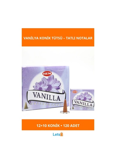 Vanilla Aromalı Konik Tütsü 12 Paket 10 Adet