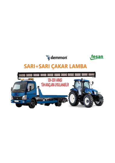 Oto Kurtarıcı + İş Makinası Çakar Lamba 120Cm Sarı+Sarı 8 Fonksiy