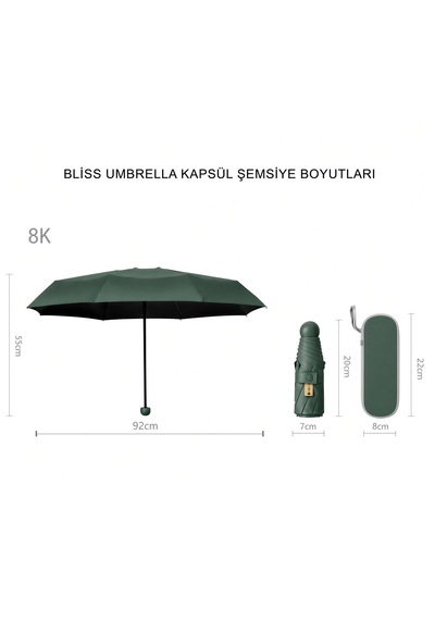 Bliss Umbrella Kapsül Şemsiye - Uv Korumalı Güneş Şemsiyesi Yeşil