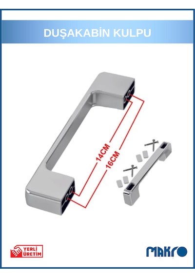 Krom Duşakabin Kulp 14-16 Cm Ayarlı Krom Parlak