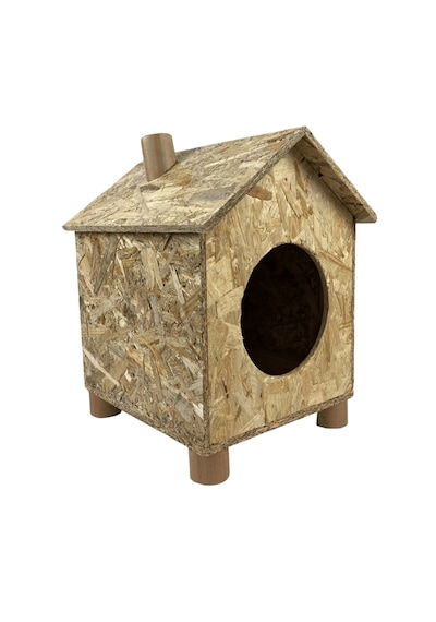Reyo Orta Boy Kedi Evi Osb Su Yalıtımlı Rüzgar ve Soğuğa Dayanıklı Ahşap Kedi Evi Sokak Hayvanları İçin Kedi Barınağı Kedi Yuvası 43 x 40 x 37 CM CAT14