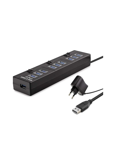 Usb Hub 10 Usb 1m Siyah Güç Adaptörlü Hdx7005