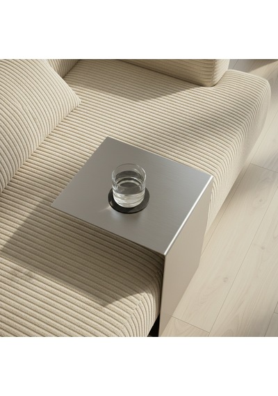 Metal Koltuk Üstü C Sehpa Modern Minimal Yan Sehpa Gri