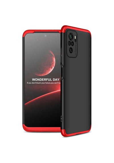 Xiaomi Redmi Note 10 Kılıf Zore Ays Kapak Siyah-Kırmızı