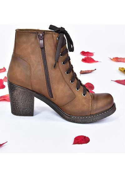 Fox Shoes Vizon Kalın Topuklu Kadın Bot C674150209