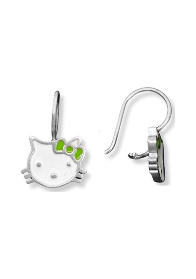 Oya Silver Sallantılı Mineli Hello Kitty Gümüş Kız Çocuk Küpesi 1.2x2 Cm