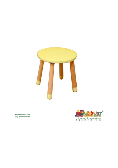 Woodnjoy Wood & Joy Doğal Ahşap Renkli Çocuk Tabure Sarı Sarı
