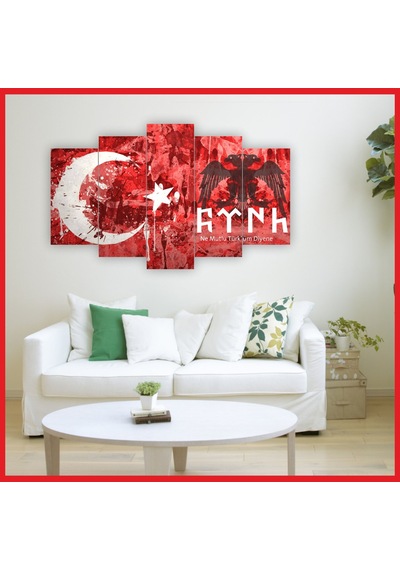 Ay Yıldızlı. 5 Li Tablo 60x90 Mdf