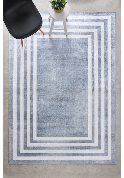 Kaşmir Halı Sare By Frame Gray Yıkanabilir Kaymaz Taban 80X300 CM Salon Mutfak Halısı Yolluk Kilim