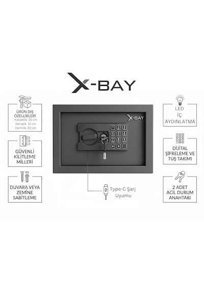 X-bay Xb-2000 Dijital Çelik Kasa Küçük Boy