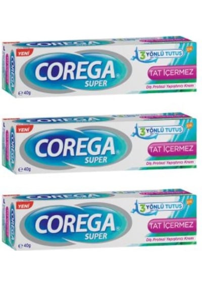 Corega Süper Diş Proztezi Yapıştırıcı Krem 40gr Tat İçermez | 3 Adet