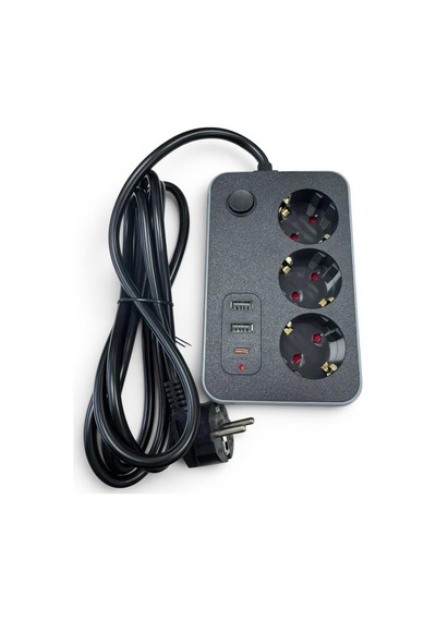 Forline 3 Soketli Type-c + 2 Usb Girişli 2metre Kablolu Akım Korumalı Grup Priz 2 M