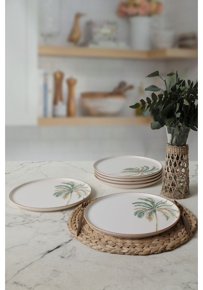 Keramika Bronze Palmiye Nordic Servis Tabağı 28 Cm 6 Adet 22903 Çok Renkli