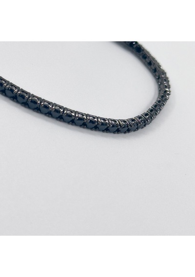 Onix Taşlı Siyah Rodajlı Su Yolu Gümüş Bileklik - 3mm - Lvrblk06 Siyah