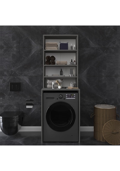 Asra Trend Çamaşır Makinesi Üstü Banyo Dolabı BD-04 %100 MDF 4 Katlı Organizer Raf Antrasit Asra Trend Çamaşır Makinesi Üstü Banyo Dolabı BD-04 %100 MDF 4 Katlı Organizer Raf Antrasit