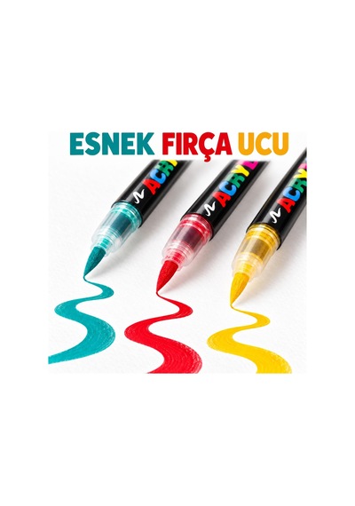 Akrilik Brush Marker Kalem Seti, Esnek Fırça Uçlu 48 Renk