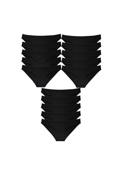 15 Adet Süper Eko Set Likralı Kadın Slip Külot Siyah