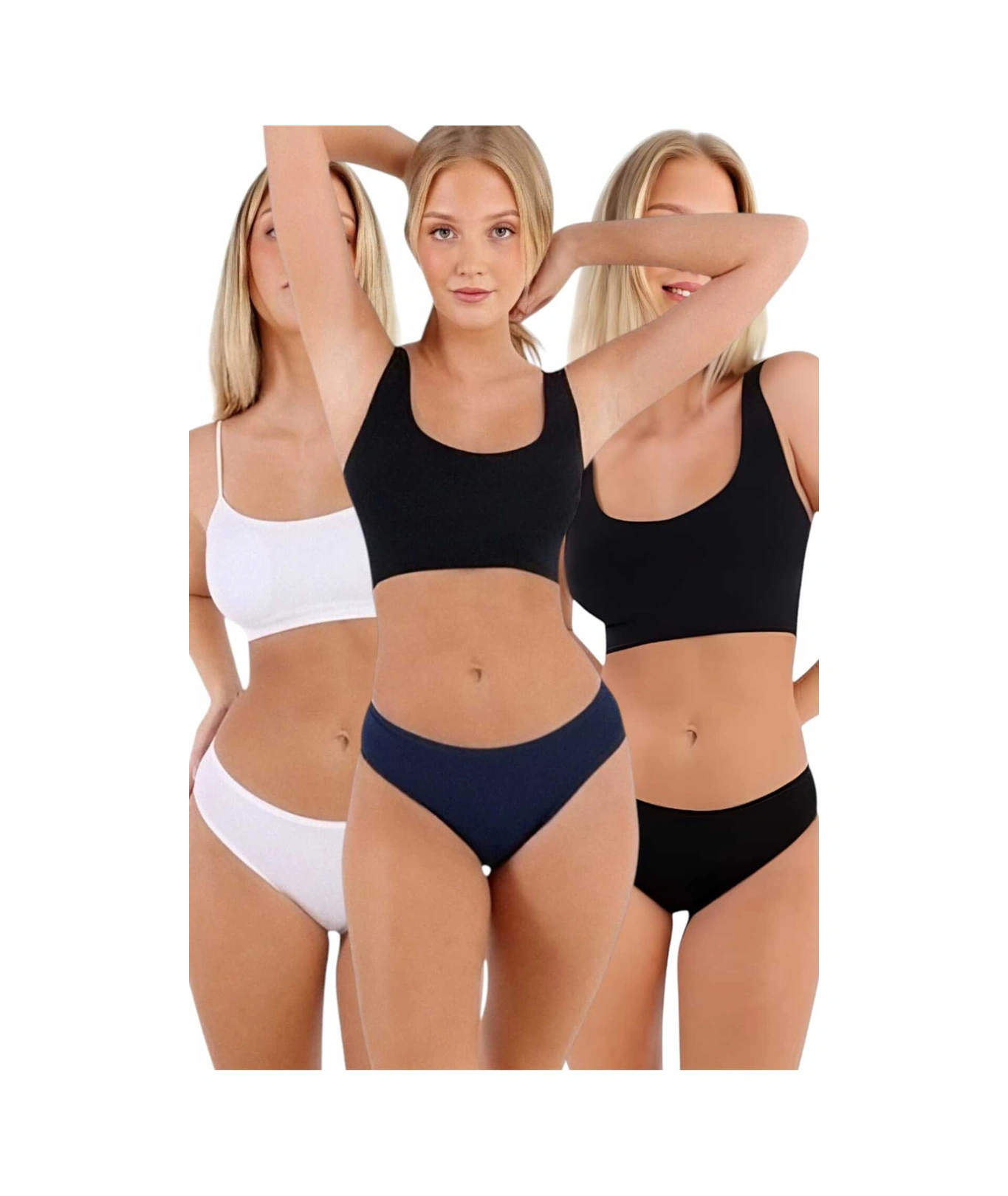 Tezzgelsin Kadın Pamuklu Penye Süprem Kumaş Bikini Külot Kadın Bikini Külot 3 Renk Beyaz - Lacivert - Siyah