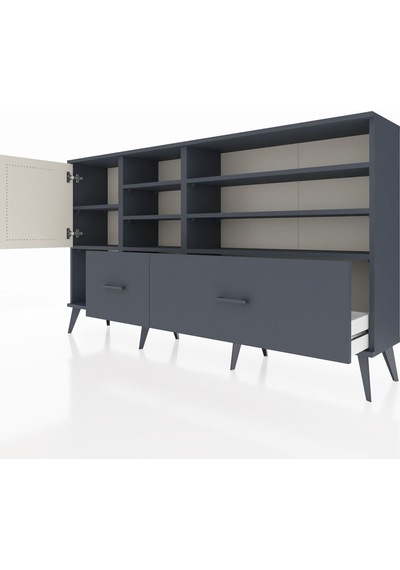 Arges Konsol 8 Raflı 2 Çekmeceli Tek Kapaklı 176x30x99 Antrasit-aytaşı/antrasit Aytası/antrasıt - Antrasıt Arges Konsol 8 Raflı 2 Çekmeceli Tek Kapaklı 176x30x99 Antrasit-aytaşı/antrasit Aytası/antrasıt - Antrasıt