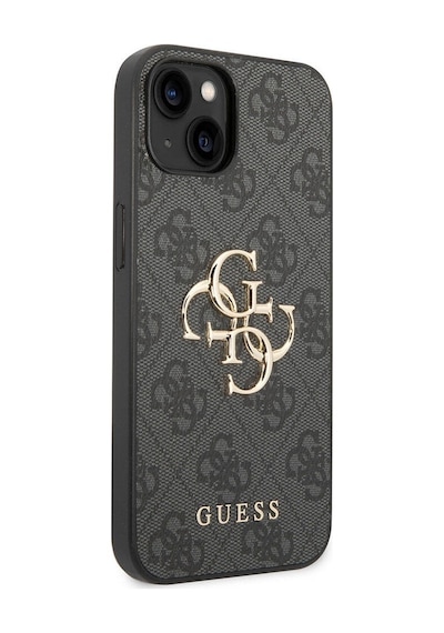 Apple Uyumlu iPhone 15 Plus Kılıf Guess Lisanslı Pu Deri Yazı Ve 4g Metal Logolu Desen Kahverengi
