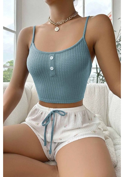 Merry See Askılı Şortlu Pijama Takımı Çok Renkli