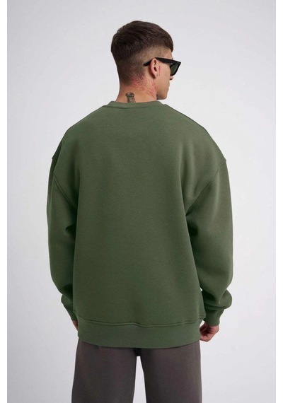 Mbb E-ticaret Erkek Bisikilet Yaka 3 İplik Pamuklu Sweatshirt - Haki