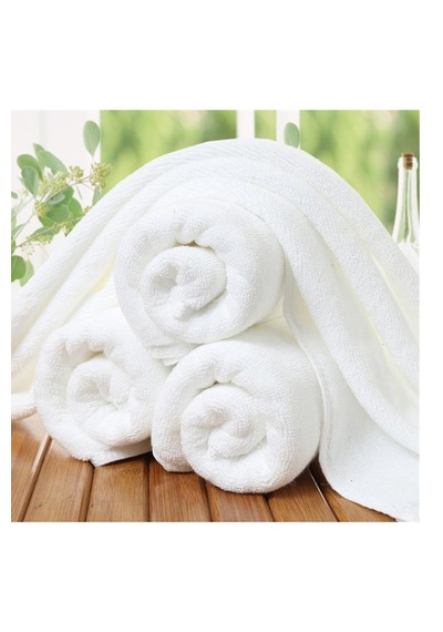 Lüx Beyaz Banyo Havlusu 630 Gr %100 Pamuk 3'lü Set 90x150... Beyaz