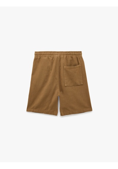 Koton Regular Fit Cepli Pamuklu Beli Bağcıklı Şort Kahverengi 6sam40121hw Kahve