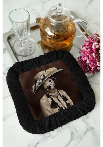 Avangart Portre Saçaklı Sunum Peçetesi - Viktoryen Vintage Bohem Siyah Bardak Altlığı Servis Mendili Göl Limon Sarısı Avangart Portre Saçaklı Sunum Peçetesi - Viktoryen Vintage Bohem Siyah Bardak Altlığı Servis Mendili Göl Limon Sarısı
