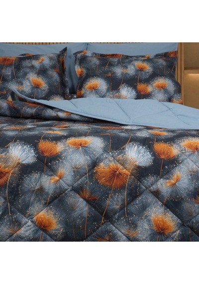 Amber Luxe Çift Kişilik Karahindiba Desenli Premium 5d Uyku Seti Çeyiz Seti Lastikli Çarşaflı Mavi