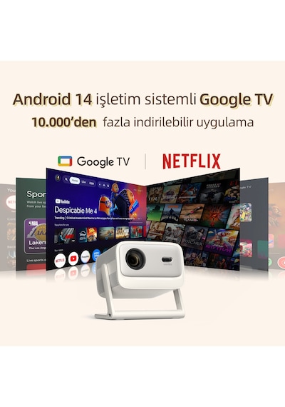 Wanbo Vali 1 Pro 900 ANSI Lümen Google TV Projeksiyon Cihazı – MEMC ve Dolby Destekli