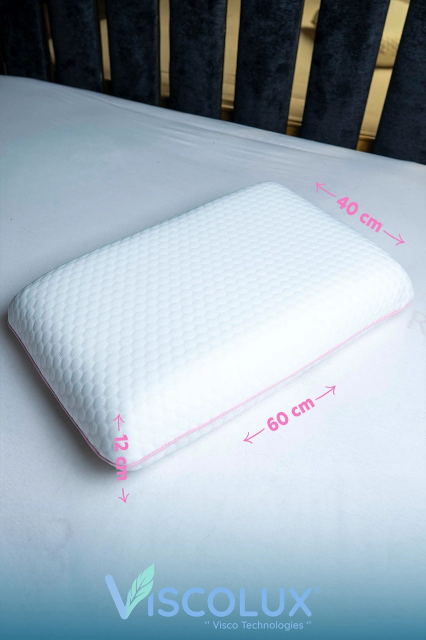 Oval Sabun Ortopedik Visco Yastık - Baş Önleyici Yüksek Yastık 60x40x15 Pembe