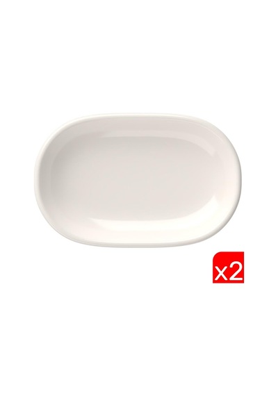 Tabak Evi Porselen Magnus Oval Kayık Tabak 27,50x17,50x3cm 2 Li Krem