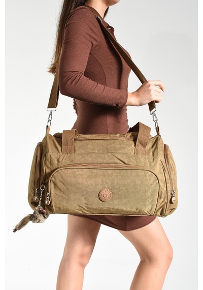 Baginn Unisex Kabin Boy Çapraz Askılı Omuz Çantası Seyehat Spor Çantası Hafif Klinkır Kumaş 40 25 Cm Taba