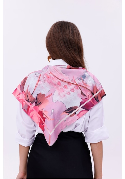 Aşk Çiçeği Model Fular Bandana Şal Estascarf 70x70 Cm Renkli