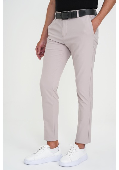 Efor Slim Fit Yan Cepli Esnek Düz Koyu Vizon Pamuk Pantolon P 1197 Vizon