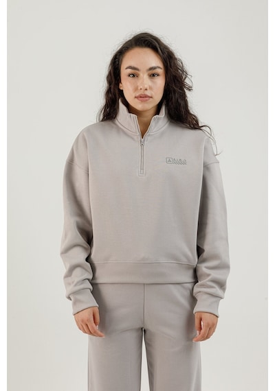 Airlife Bolder Fz.7 Yarım Fermuarlı Kadın Dik Yaka Sweatshirt Gri