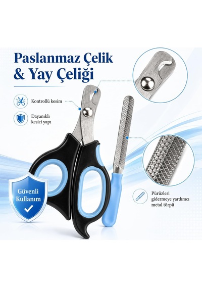 Sogud Kedi Ve Köpek Tırnak Makası - Evcil Hayvan Tırnak Kesme Makası Ve Metal Törpü - 2 Parçalı Ergonomik Pati Bakım Seti - Kaymaz Saplı Kedi Köpek Bakım Aleti - Stok Durumuna Göre Renk Gönderilir