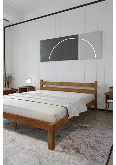 Renazzo Letto Masif Ahşap Karyola Ceviz 150x200 Ceviz - 150 X 200