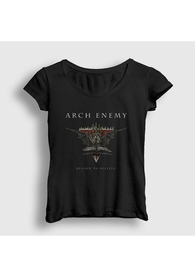 Presmono Kadın Believe Arch Enemy T-shirt Siyah
