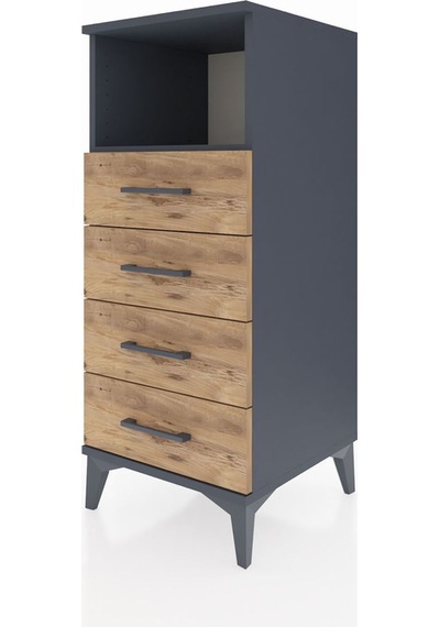 Hyperion Komodin Tek Raflı 4 Çekmeceli 44x44x106 Antrasit-çam Antrasit
