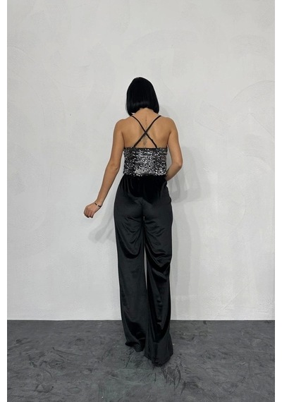Defymoda Gümüş Askılı Degaje Bluz Gümüş
