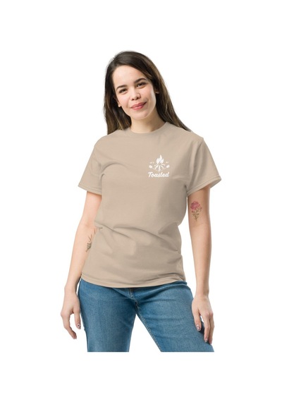 Wildstyle Toasted Kamp Ateşi Marshmallow Doğa Outdoor Baskılı Unisex Bisiklet Yaka Tişört Camel