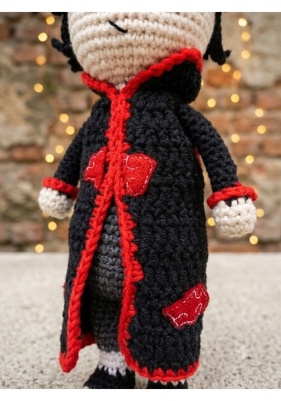 Obito Uzumaki Amigurumi Örgü Oyuncak - Naruto Anime Hediyelik Figür 21 Cm