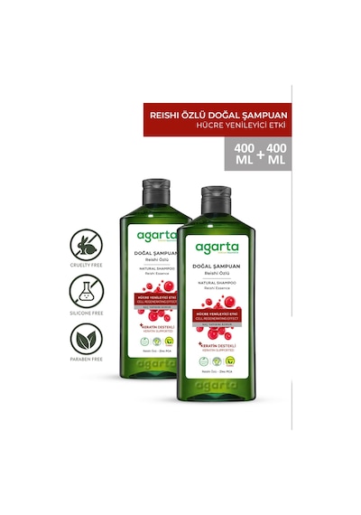 Agarta 2 Adet Doğal Reishi Özlü Şampuan 400 ML
