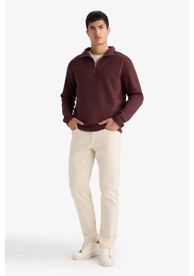 Defacto Regular Fit Yarım Balıkçı Yaka Fermuarlı Kalın Sweatshirt F4136ax25aubr230 Bordo