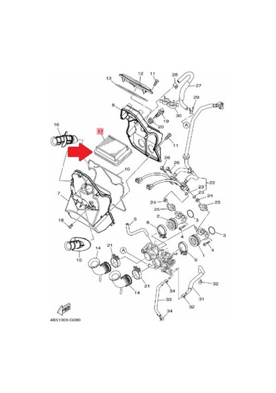Yamaha Tmax500 - 530 2008-16 Hava Filtresi 4B5-14451-0