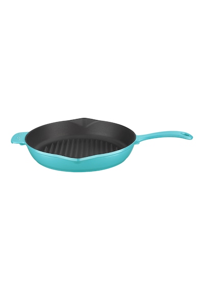 Lava Döküm Izgara Tava, Metal Saplı Çap(Ø)28cm, - Mat Turkuaz