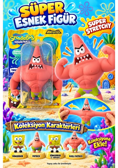 Süper Esnek Kaslı Patrick Figür Oyuncak Stretch 3+ Yaş
